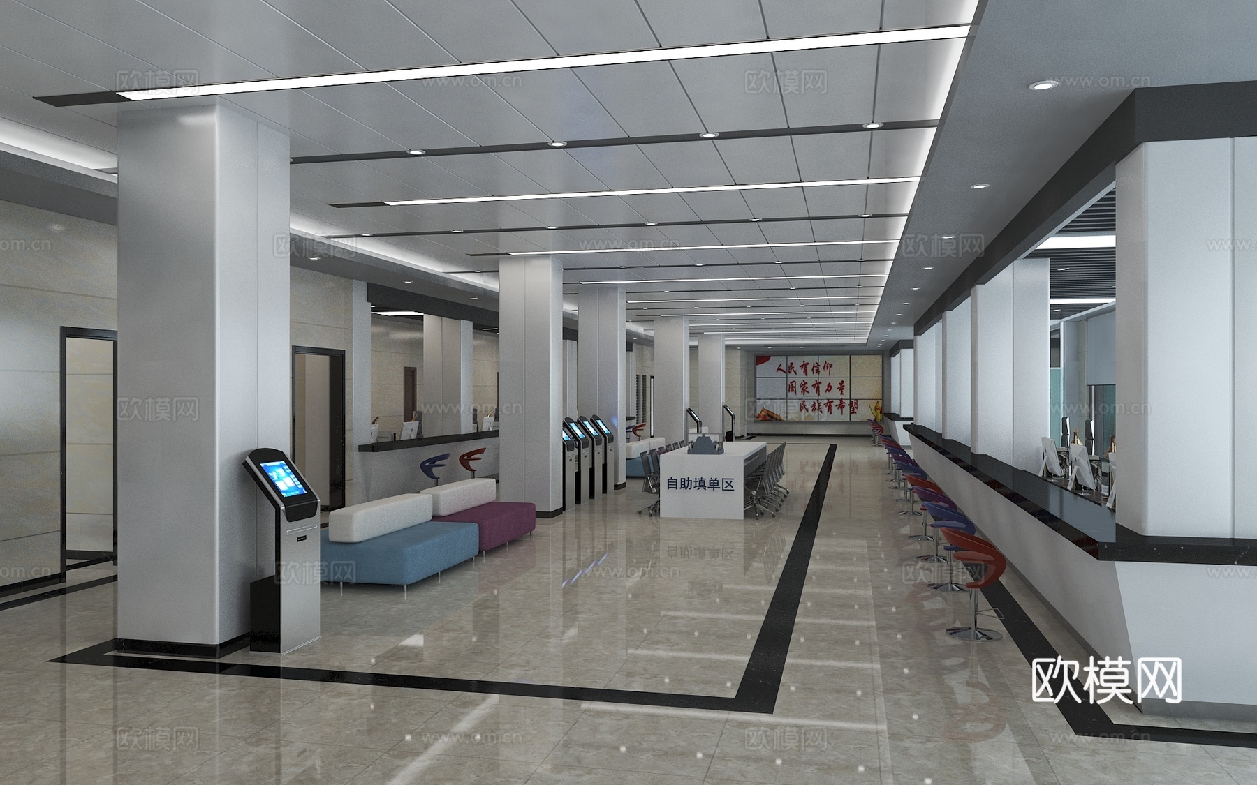 现代 大厅 政务大厅3d模型