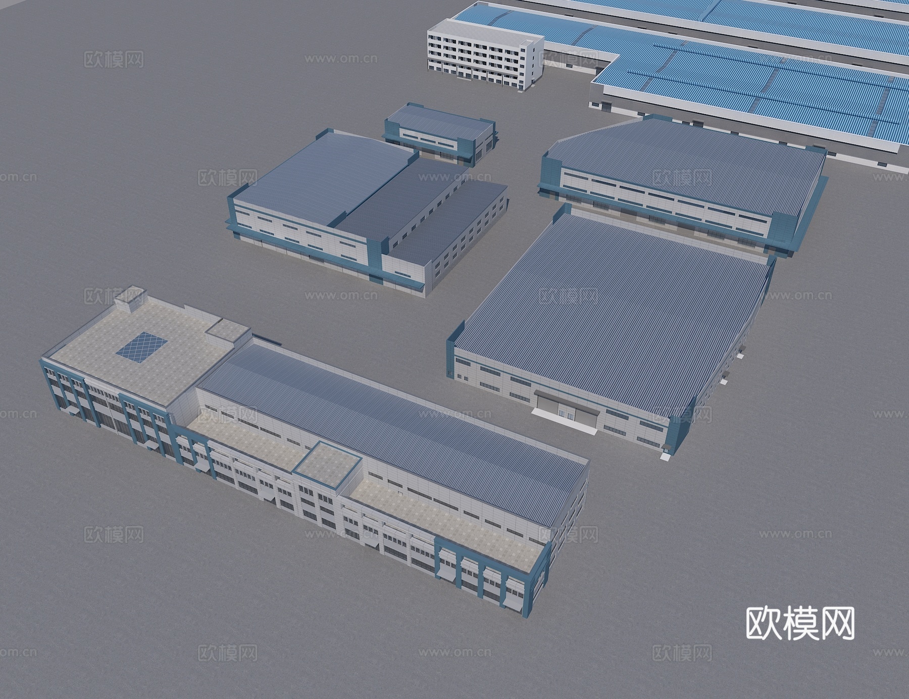 现代厂房 厂房办公楼 厂房配楼3d模型3d模型