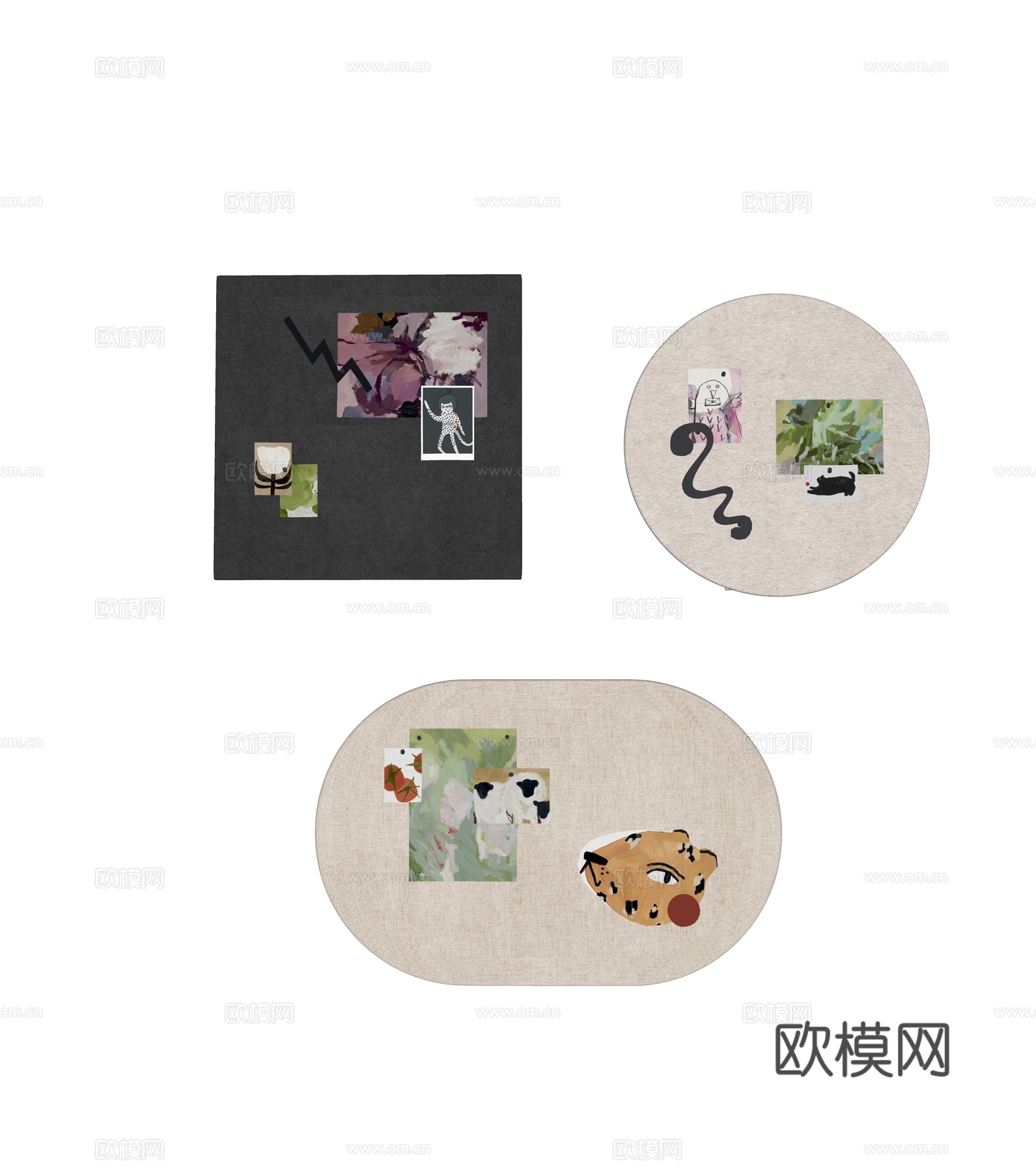 现代儿童贴画 手绘画板 墙饰挂件su模型