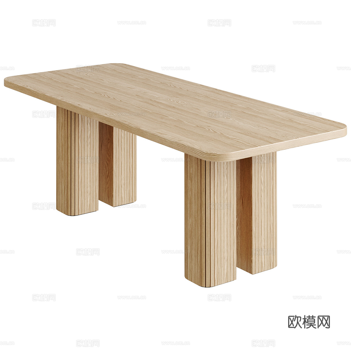 现代意式实木餐桌3d模型