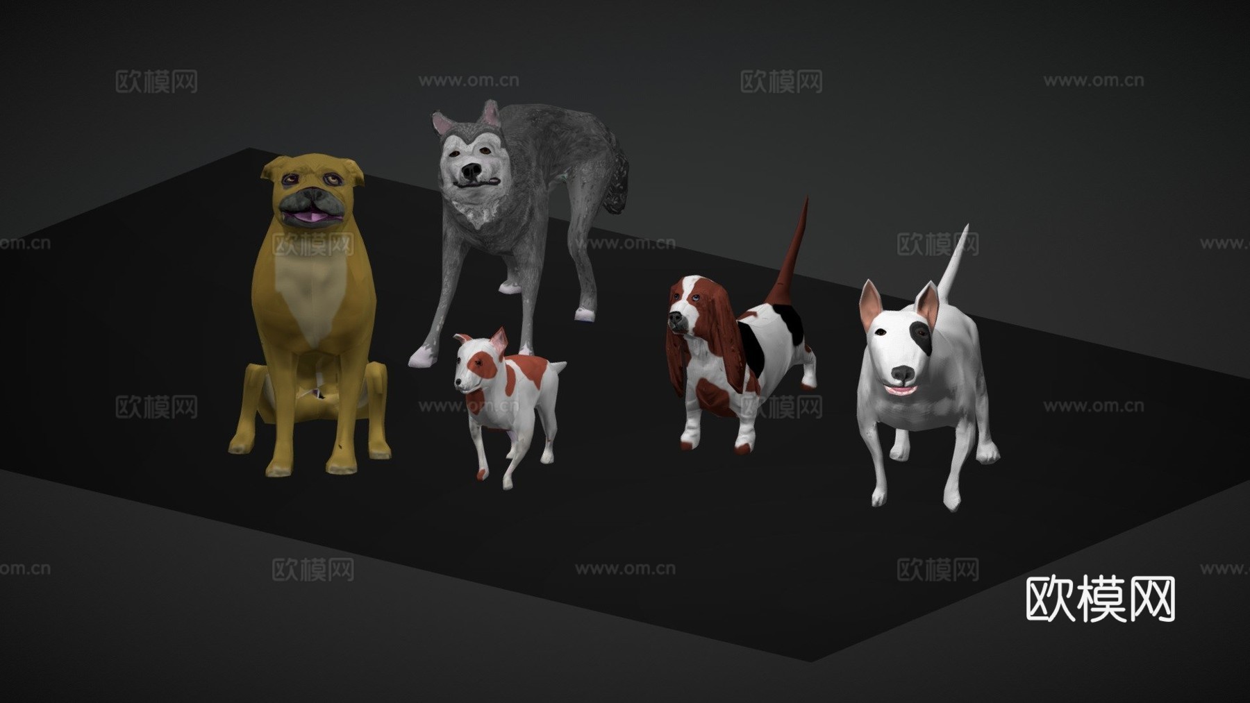 低多边形狗包3d模型