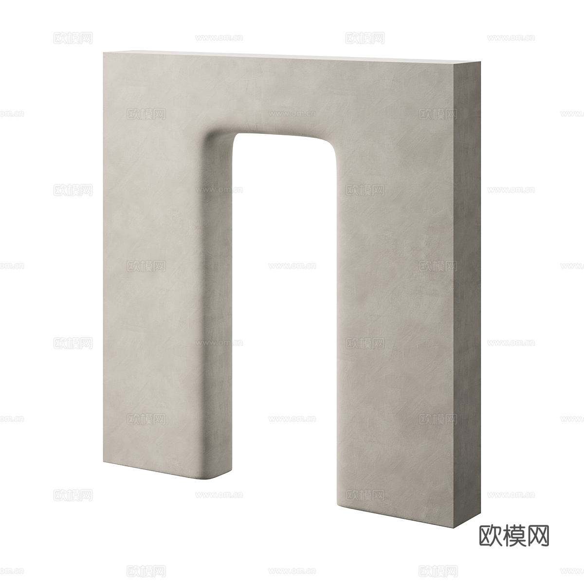 现代侘寂弧形门洞 过道3d模型