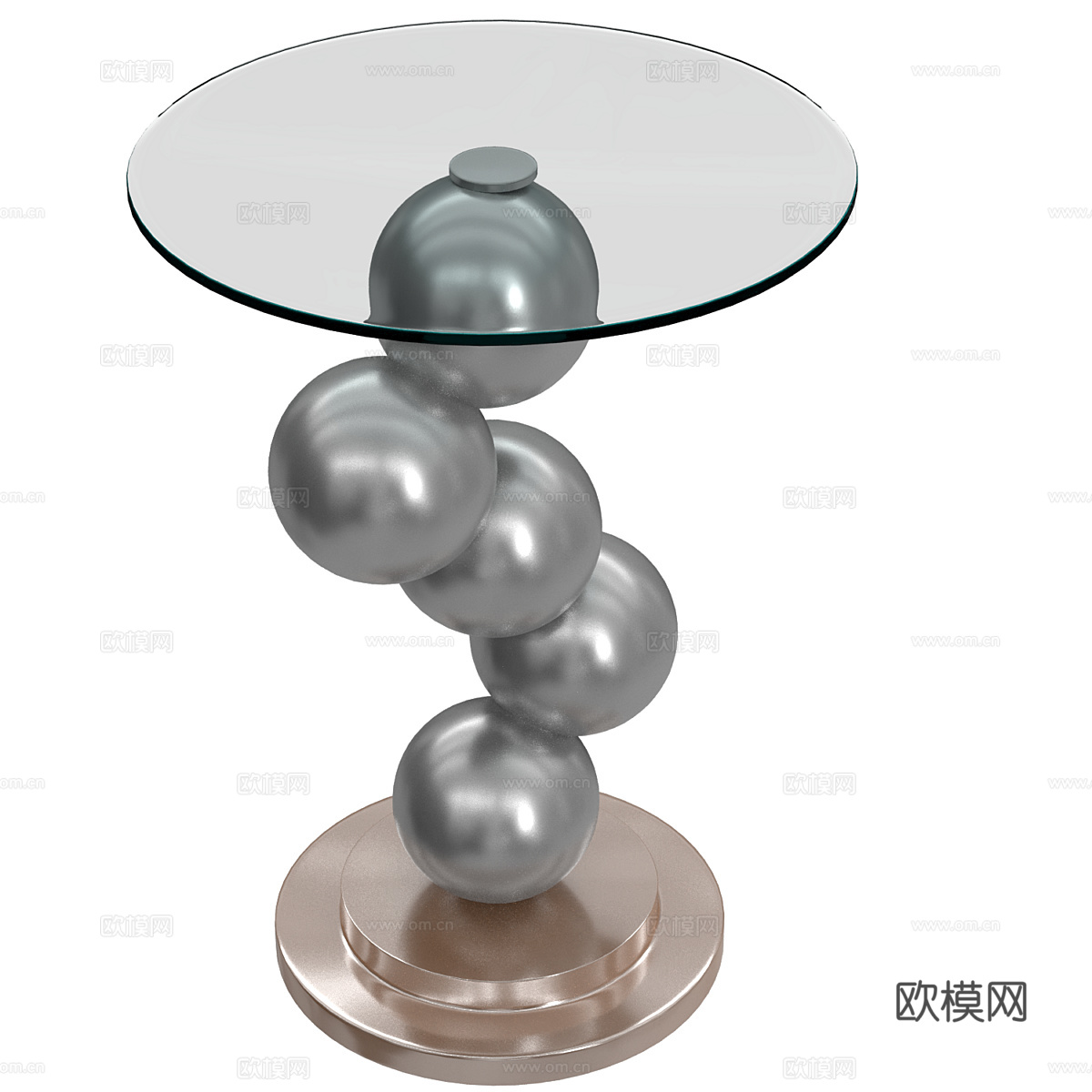 现代意式轻奢金属圆边几3d模型