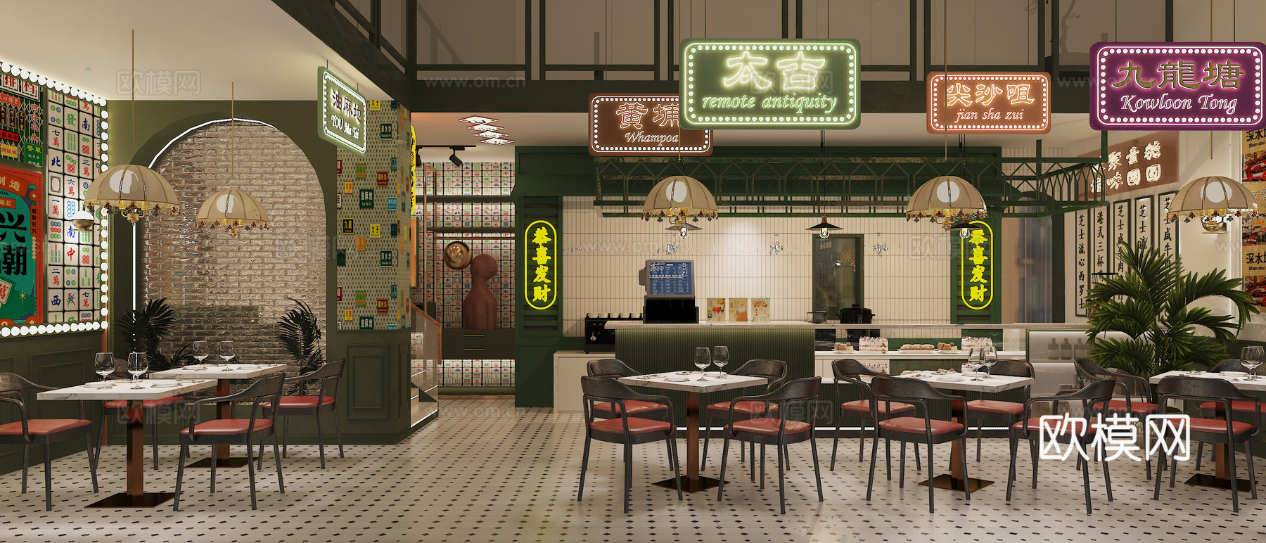 餐厅 港式餐厅 复古餐厅3d模型