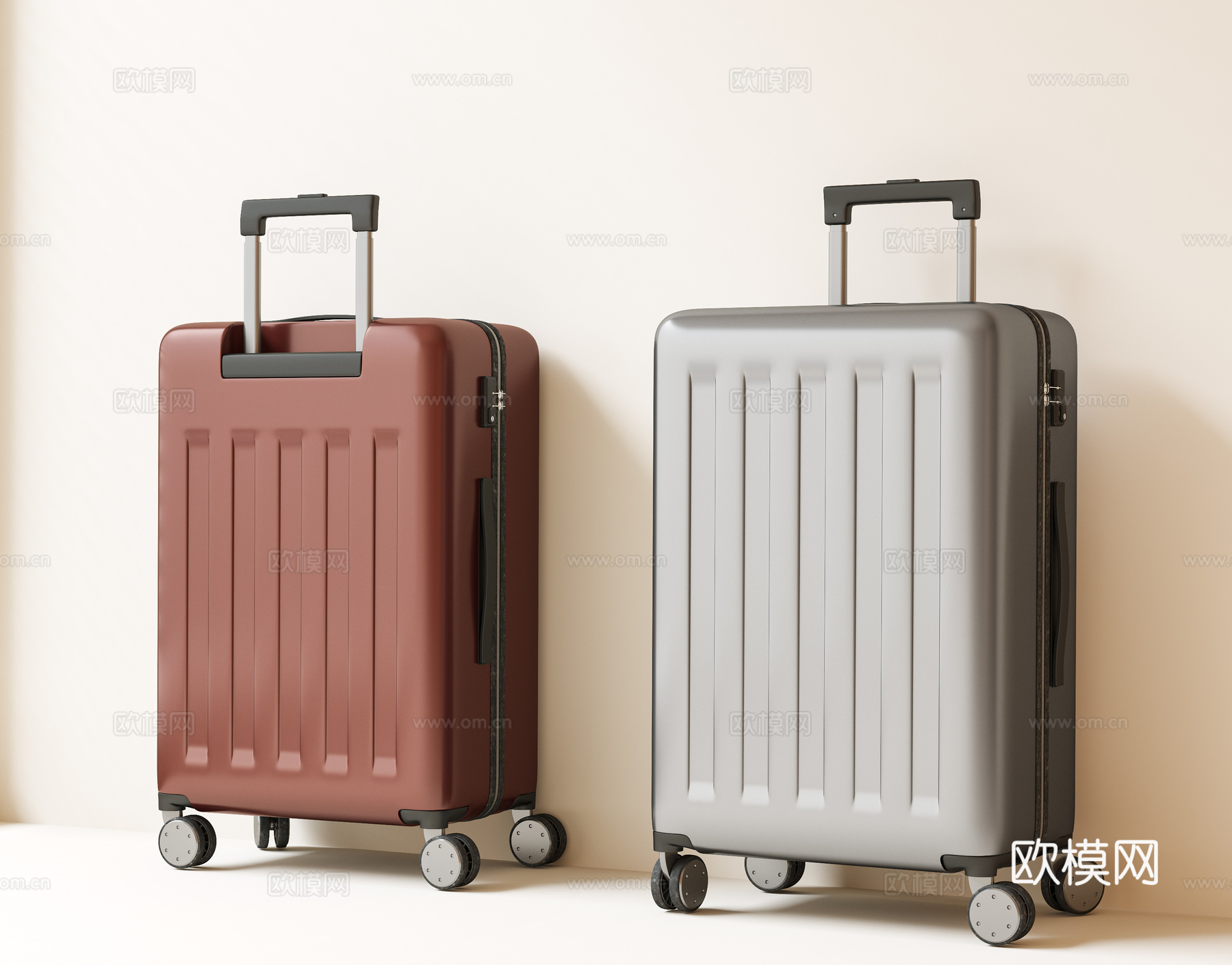 行李箱 旅行箱 拉杆箱 箱包 密码箱 箱子su模型