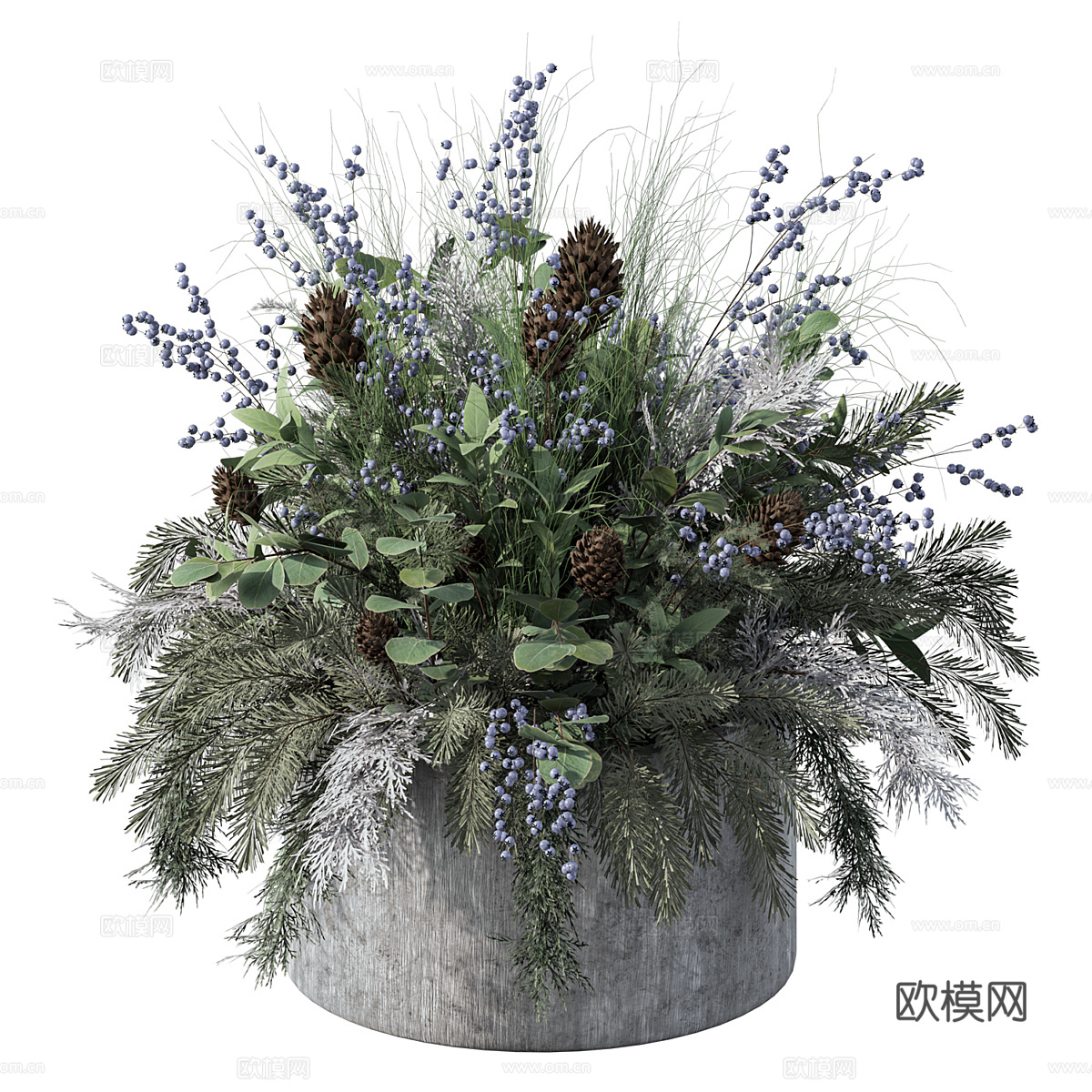 现代侘寂花瓶花艺3d模型