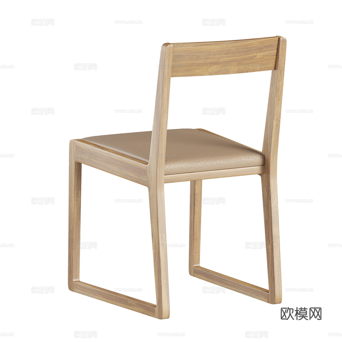 新中式原木单椅3d模型