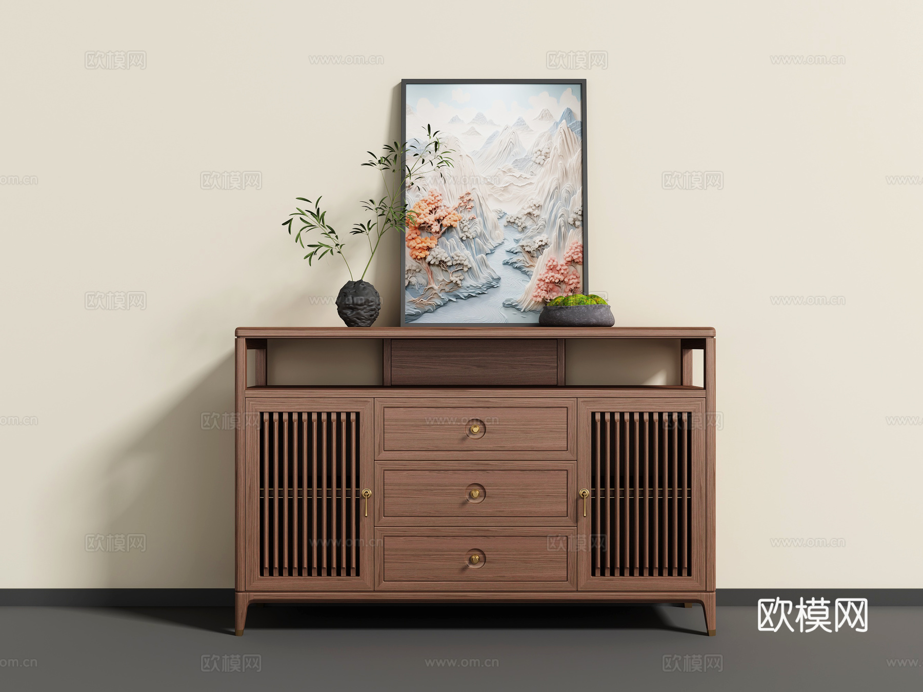 新中式餐边柜3d模型