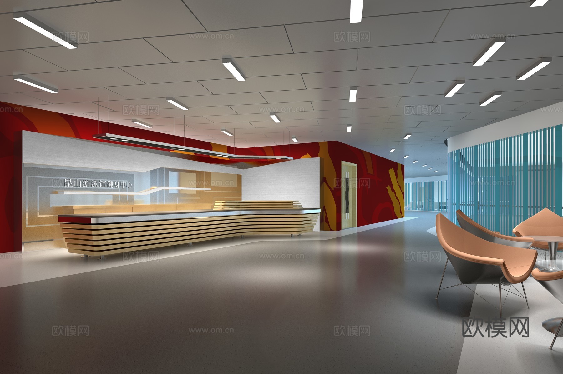 现代门厅 健身房门厅 游泳馆门厅3d模型