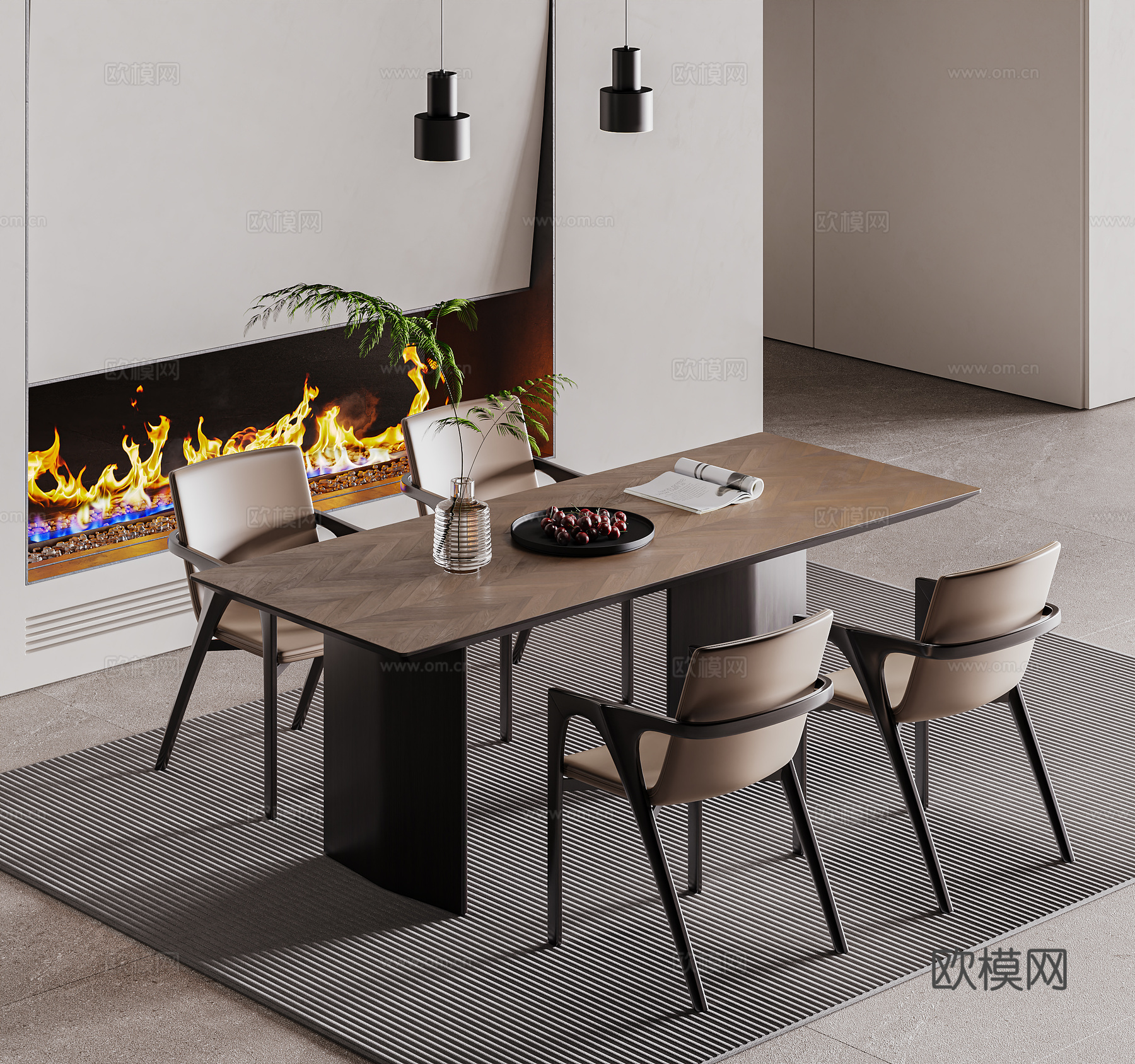 现代餐桌椅 休闲桌椅  桌椅组合3d模型