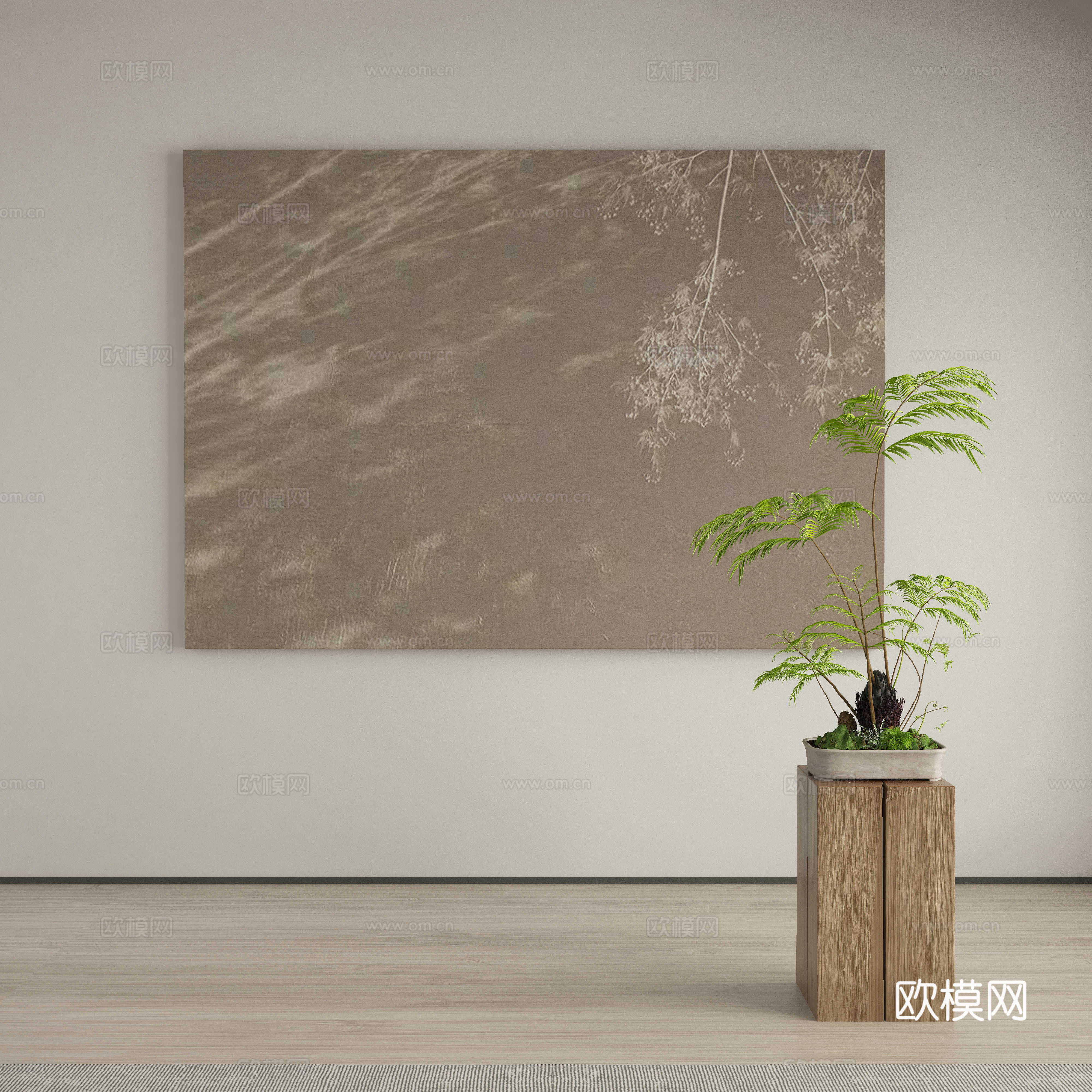 现代侘寂挂画 油画3d模型