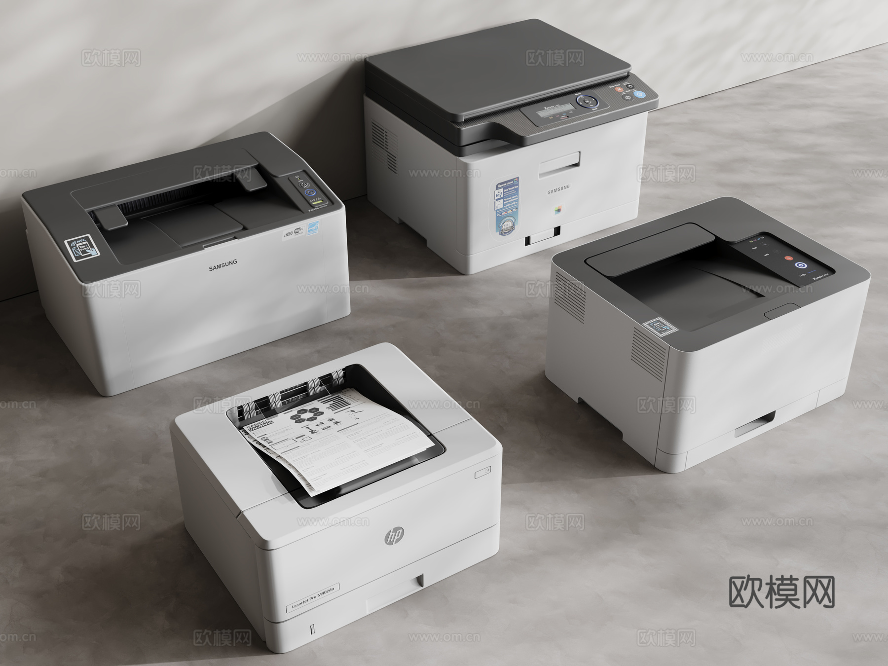 现代打印机 印刷机 雕刻机 扫描仪 办公用品3d模型
