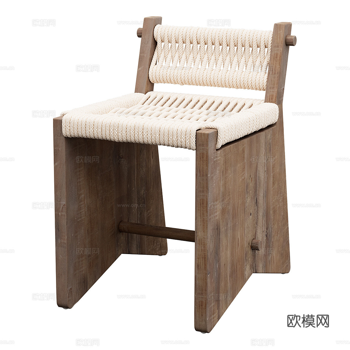 新中式侘寂藤编木质椅子3d模型
