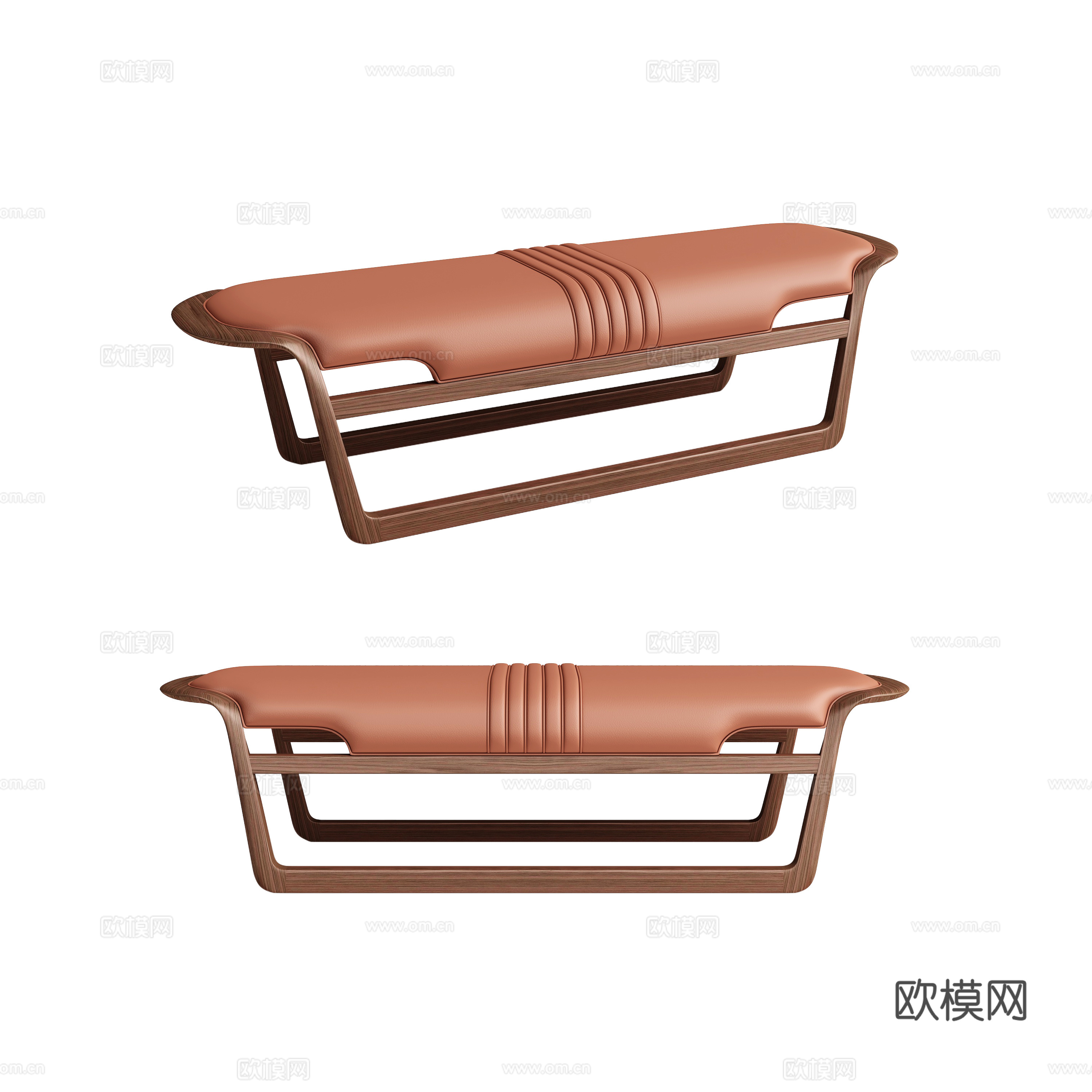 新中式床尾凳3d模型