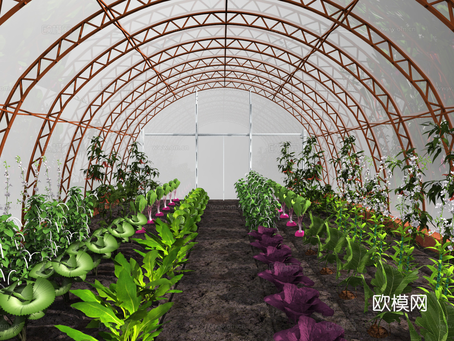 大棚菜地 温室菜地 蔬菜大棚 农作物 菜园大棚3d模型