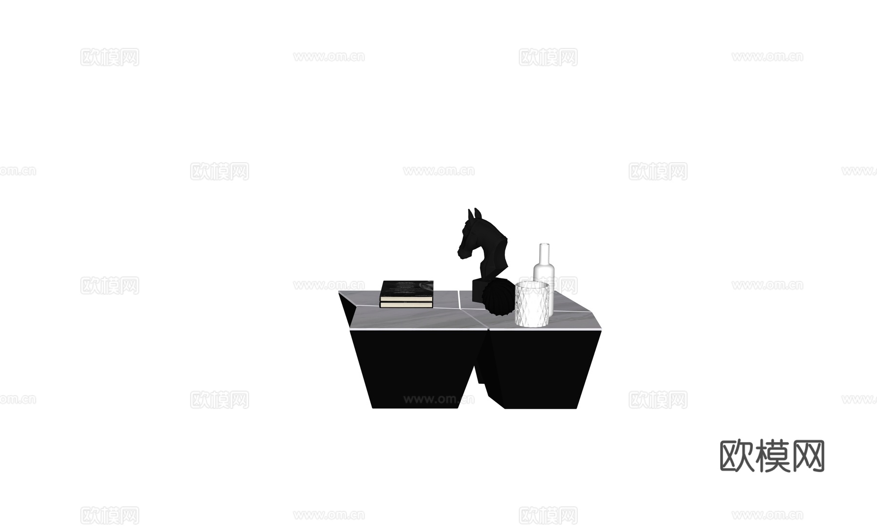 现代异形石材茶几su模型