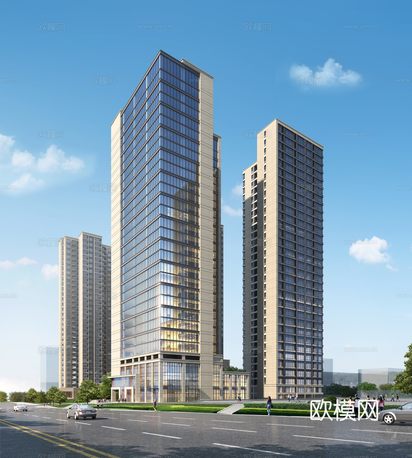 现代 酒店 公寓楼 幕墙建筑3d模型