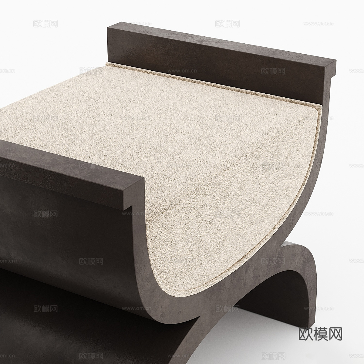 新中式布艺木凳3d模型