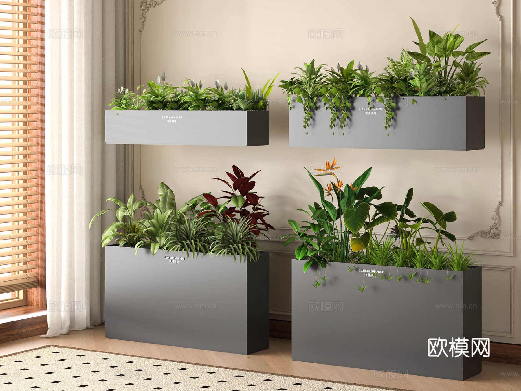 现代花箱3d模型