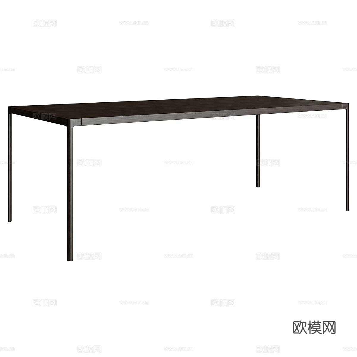 现代意式极简实木长餐桌3d模型