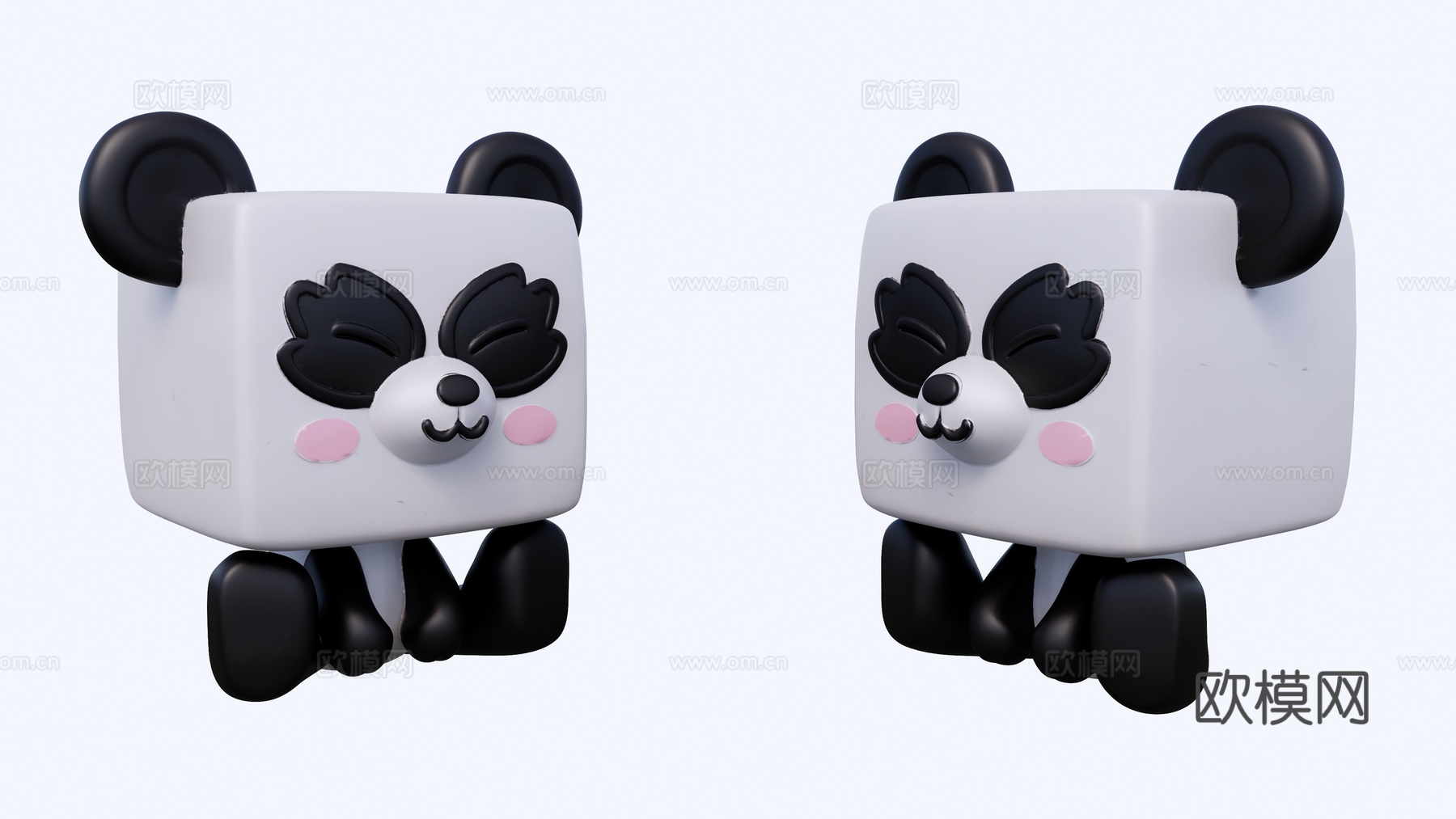 卡通熊猫玩偶雕塑su模型