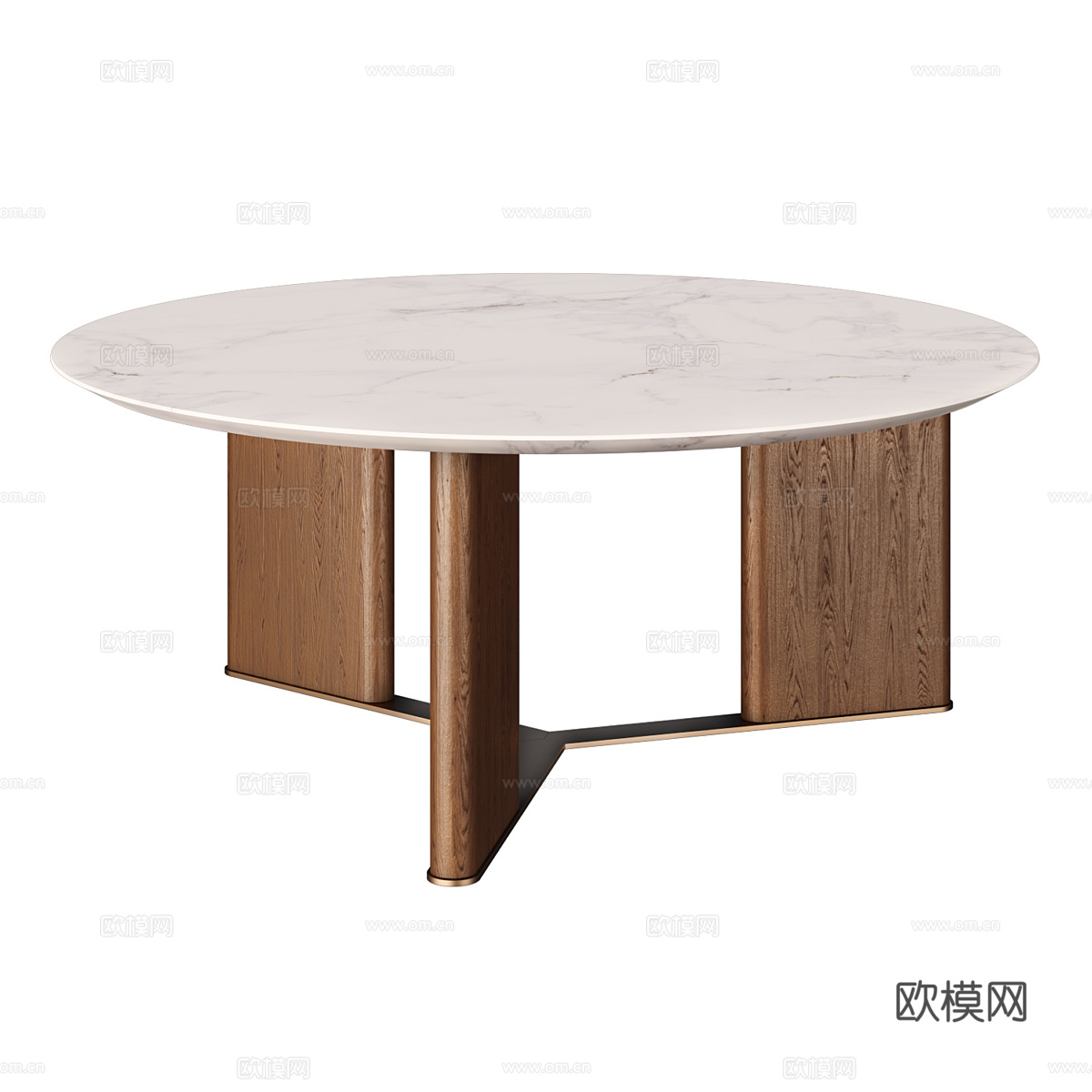 现代意式轻奢大理石圆餐桌3d模型