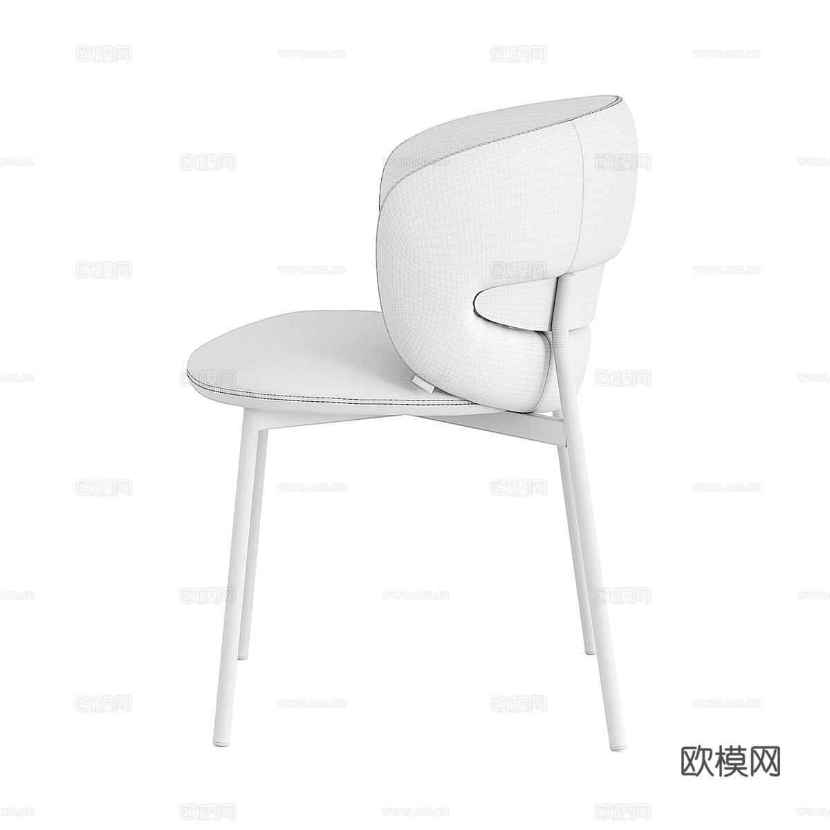现代意式极简布艺单椅3d模型
