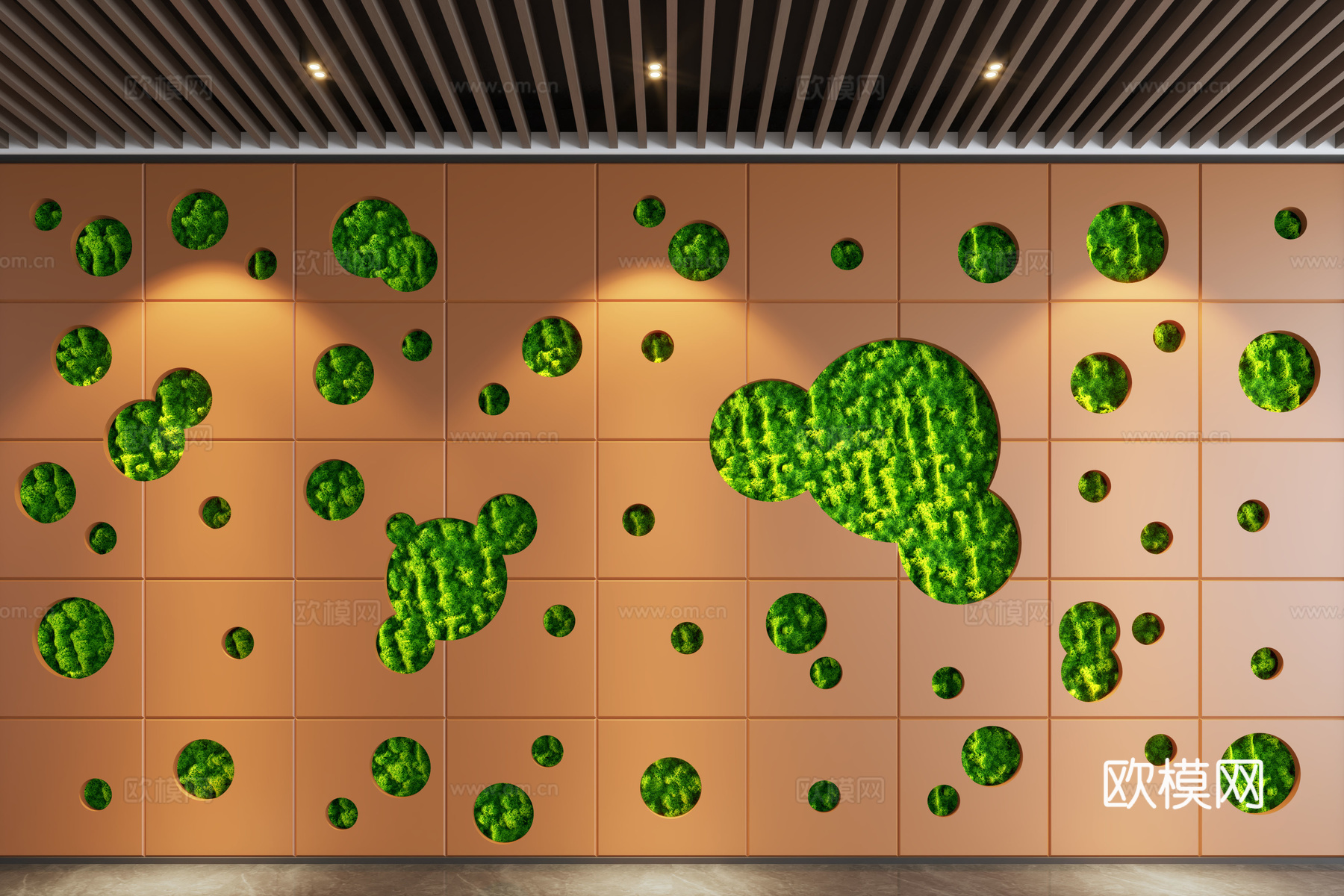 现代植物墙 植物造景 苔藓植物墙 景观墙 植物装饰墙3d模型