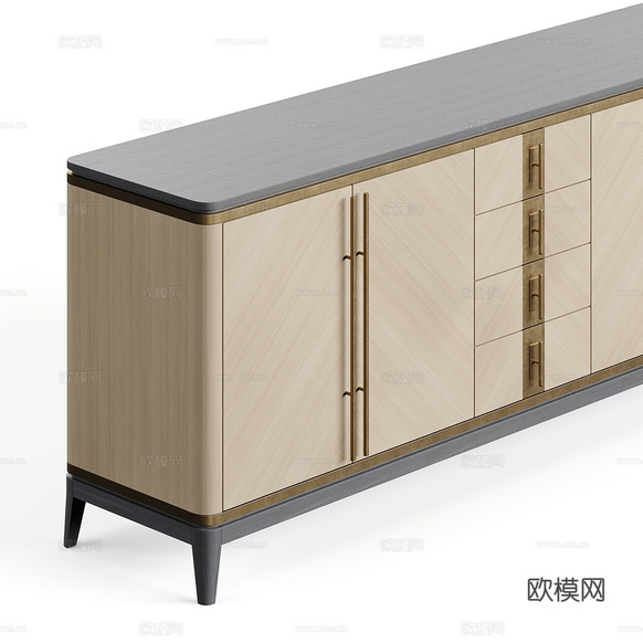 新中式輕奢電視柜3d模型下載(渲染圖3)