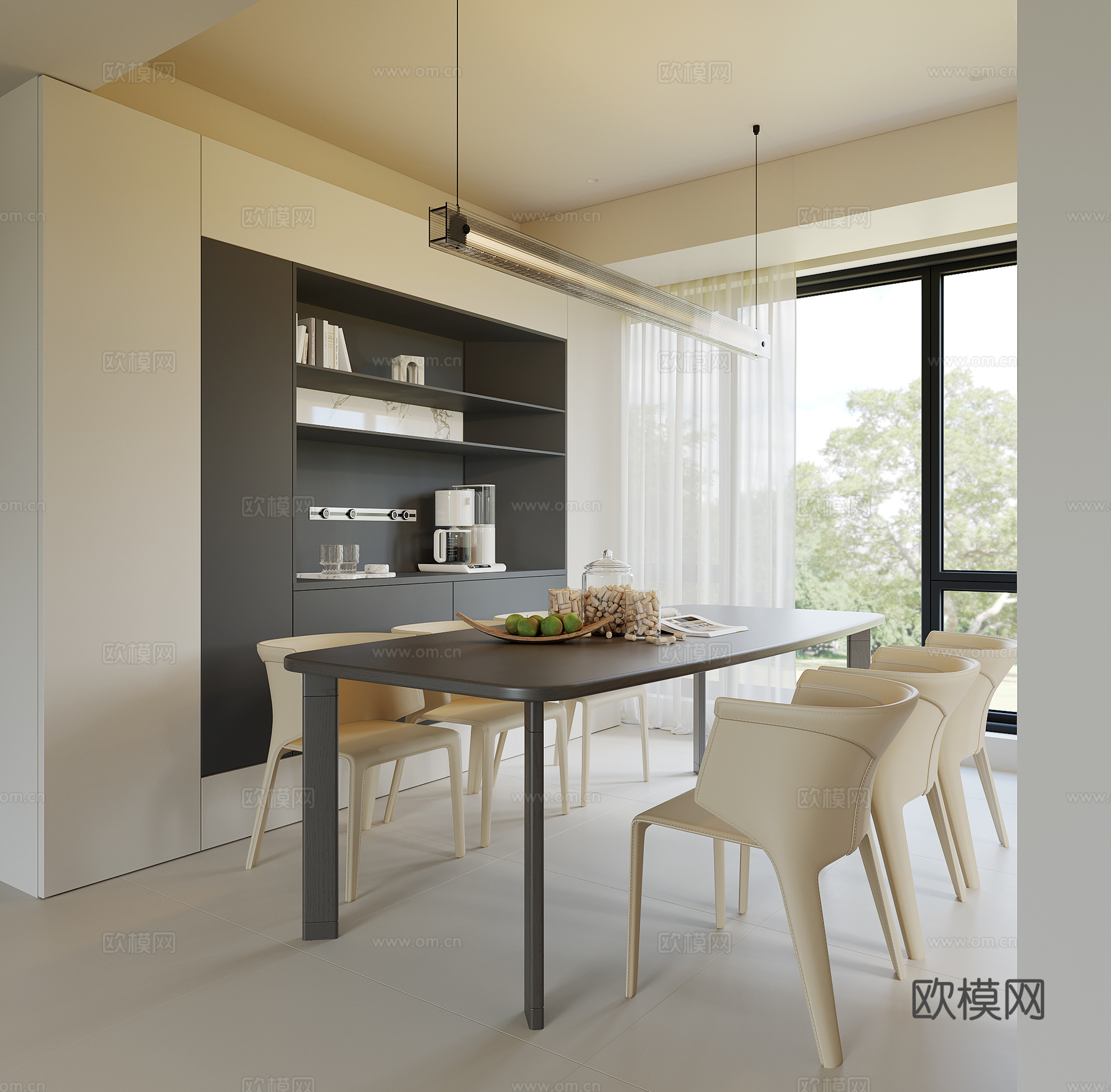 现代家居餐厅su模型