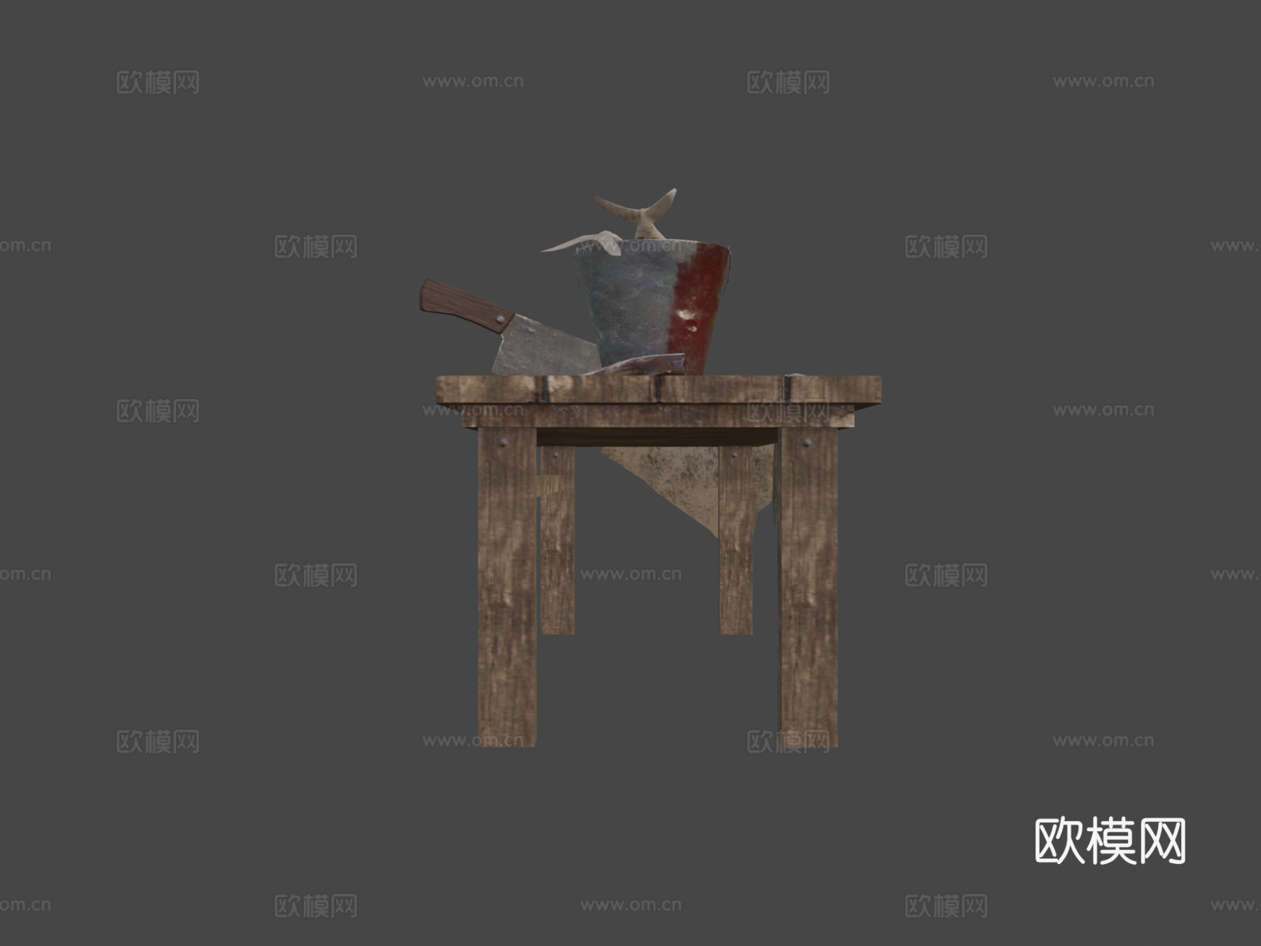 鱼贩桌3d模型下载（渲染图6）