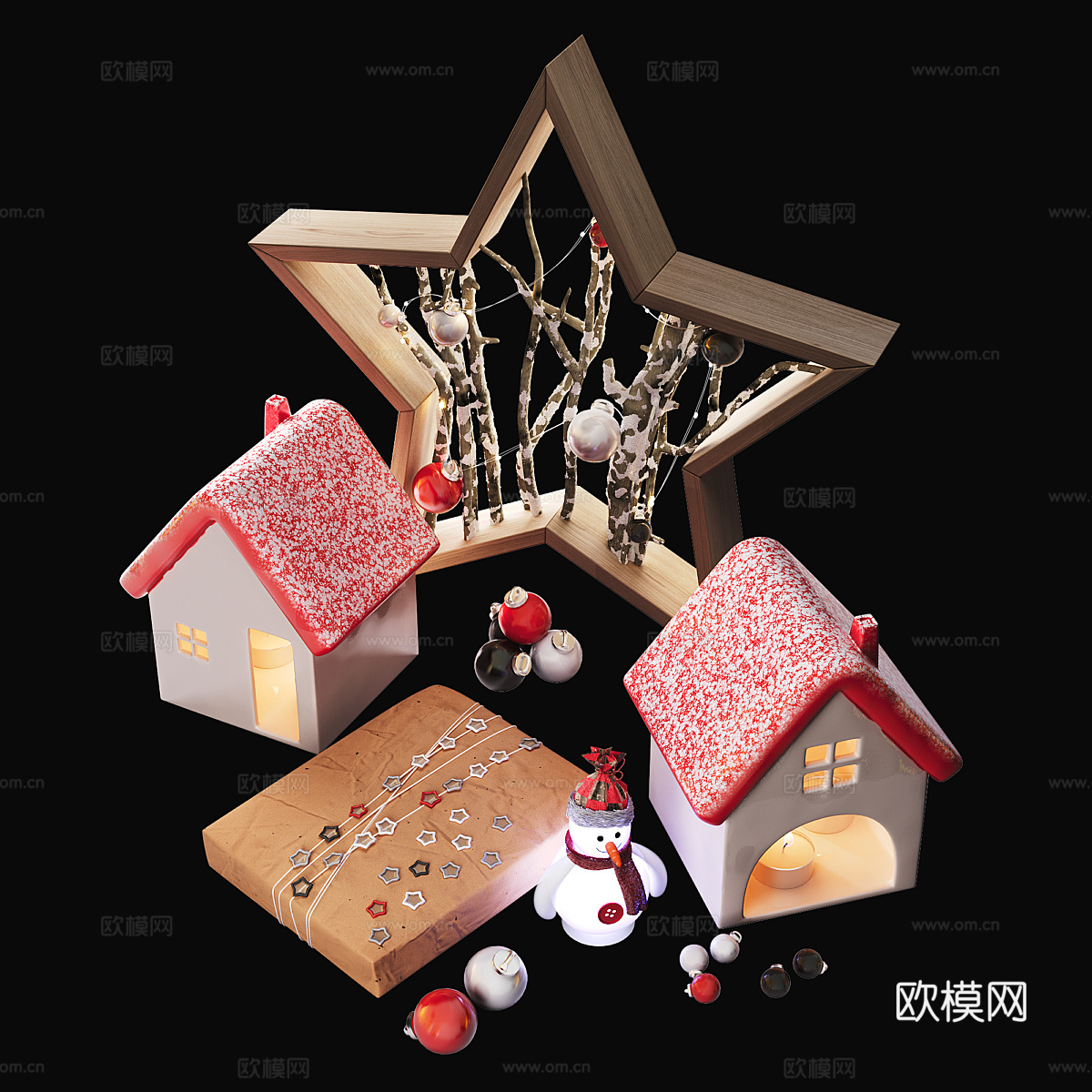 美式圣诞节饰品3d模型