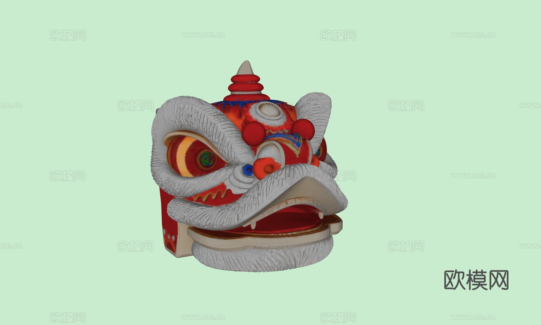 现代  醒狮摆件su模型