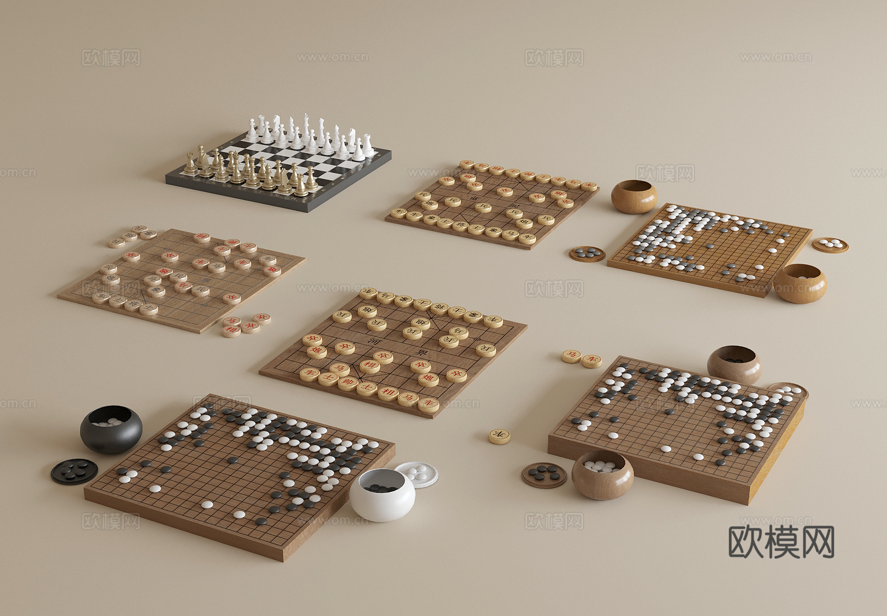 棋盘 象棋 围棋 国际象棋 娱乐3d模型