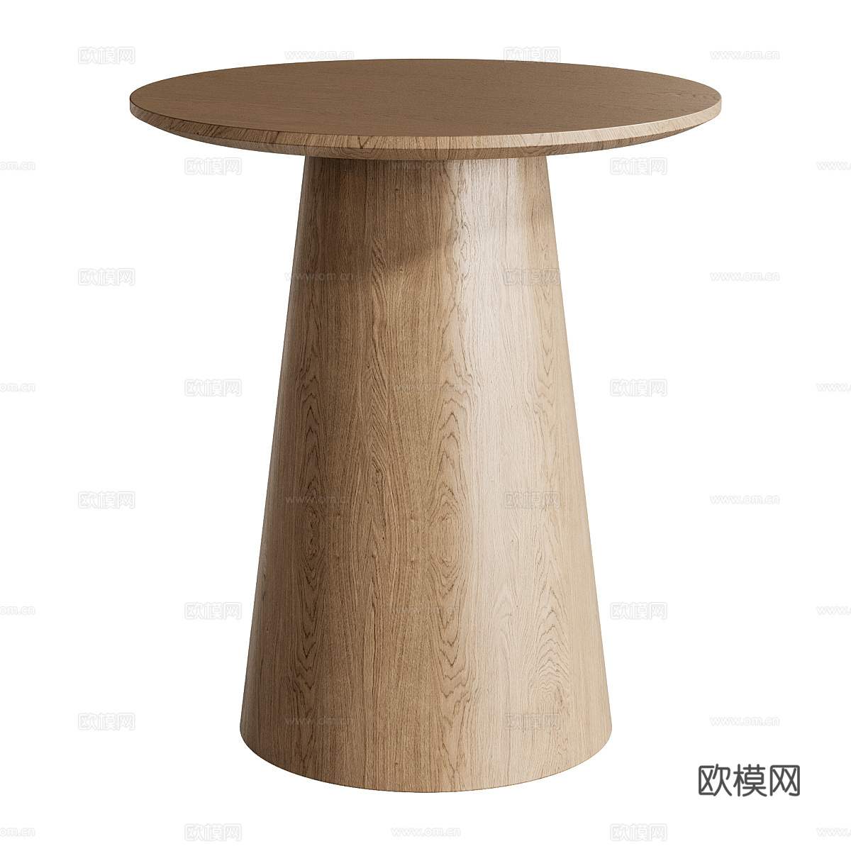新中式原木椭圆茶几3d模型
