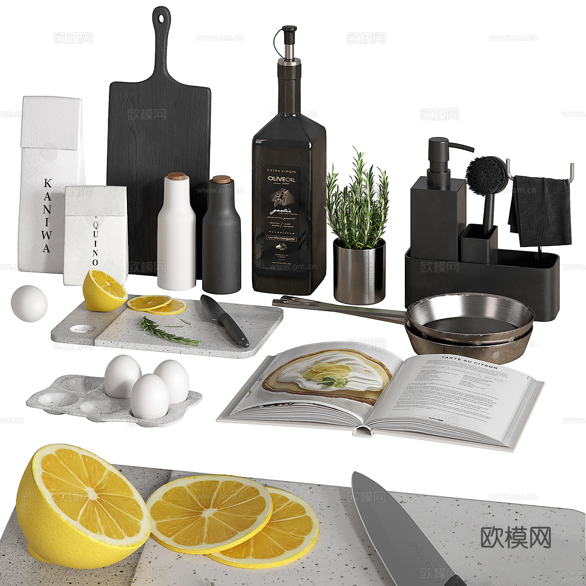 现代厨房器具 厨房用品3d模型