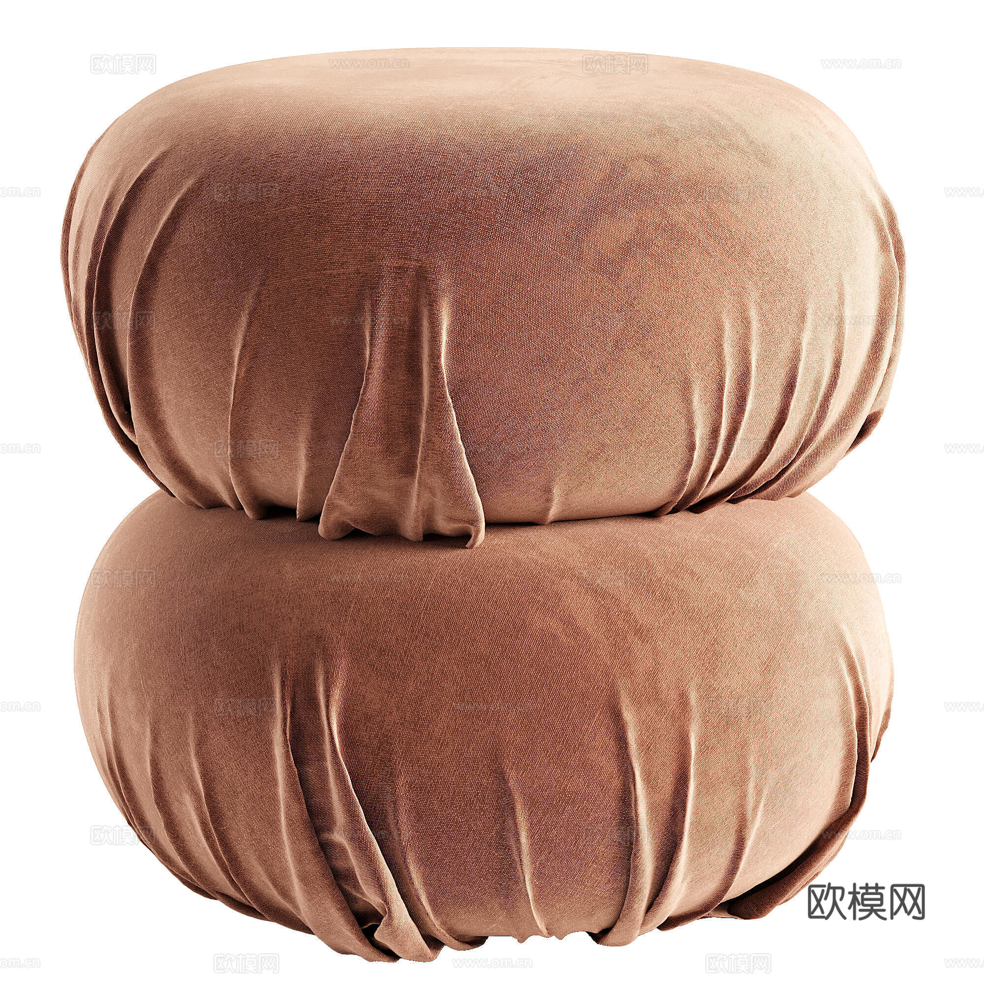 新中式布艺圆凳3d模型