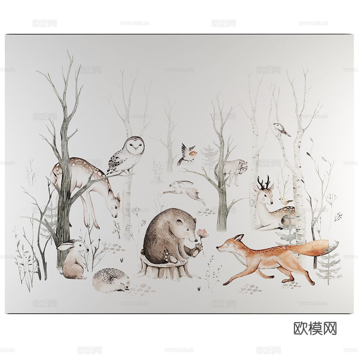 儿童房墙布 墙纸 壁画3d模型