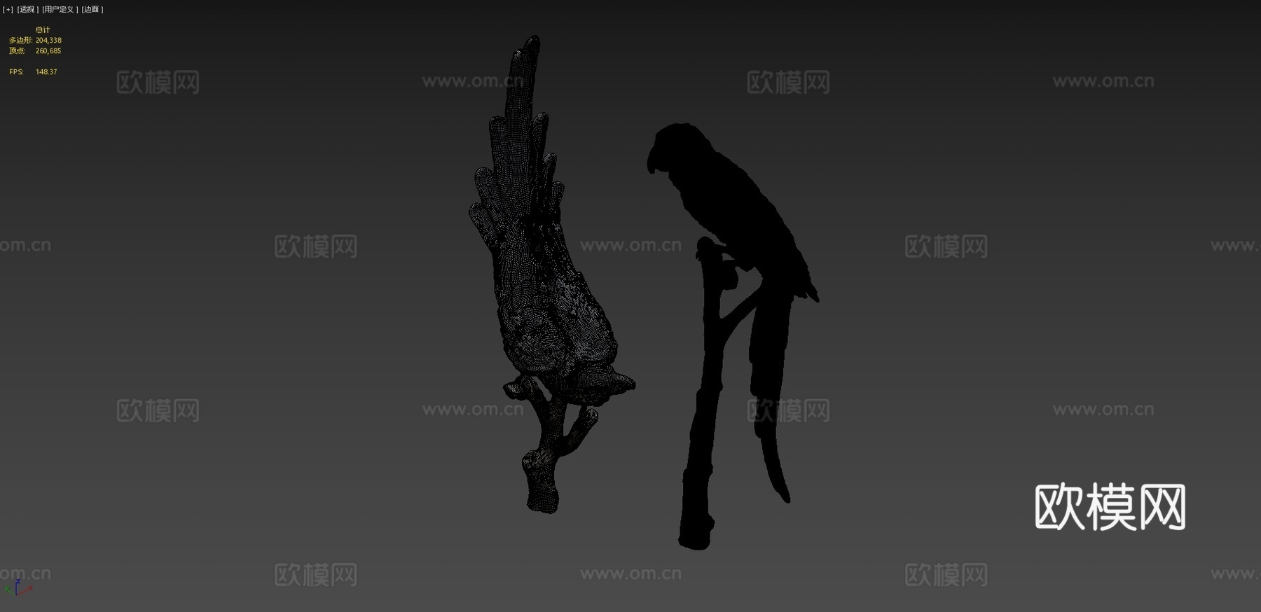 鹦鹉雕像3d模型