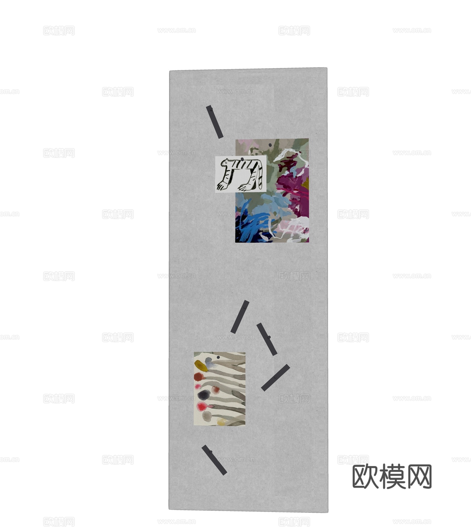 现代儿童贴画 手绘画板 墙饰挂件su模型