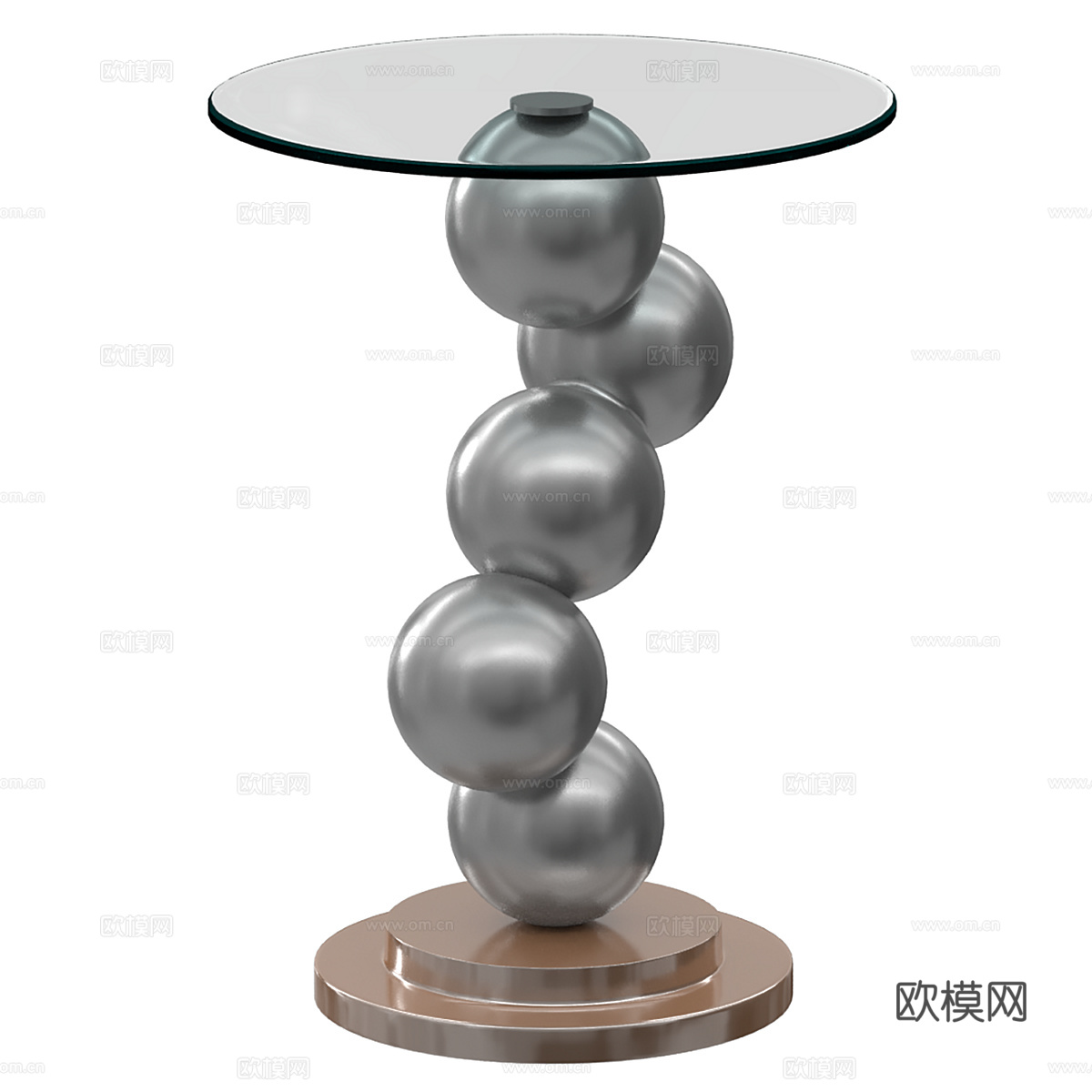 现代意式轻奢金属圆边几3d模型