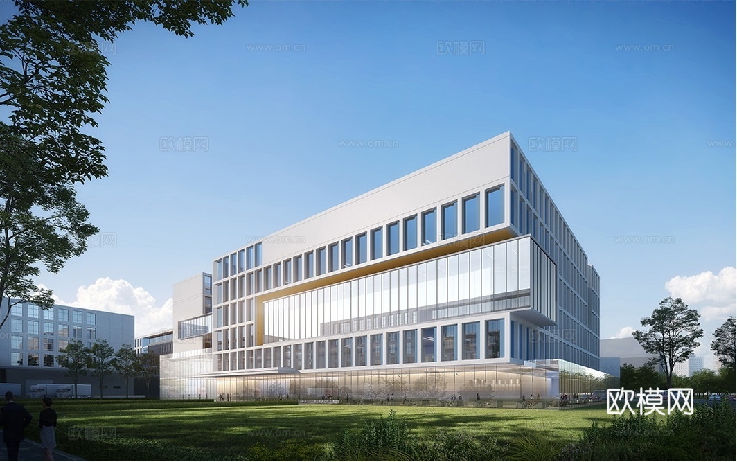 现代 工业化产业示范基地 办公楼 厂房3d模型