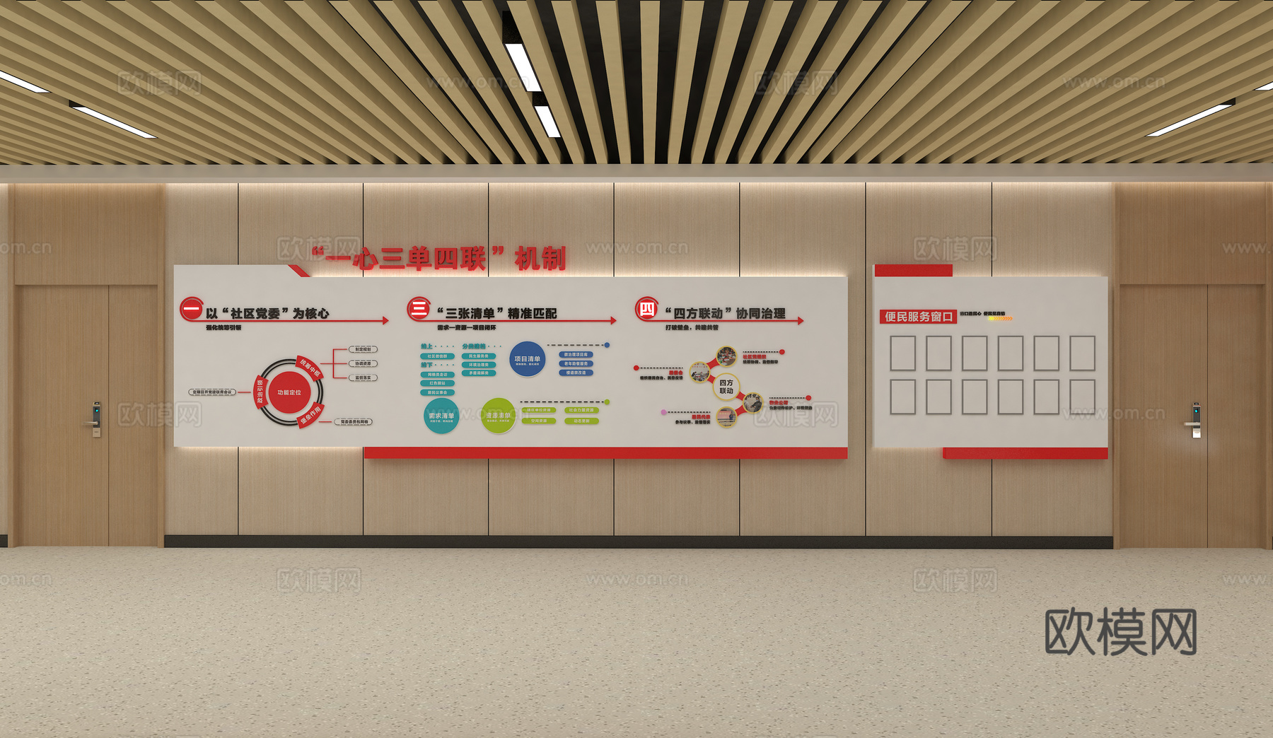 展示墙  形象墙  服务中心  党建3d模型