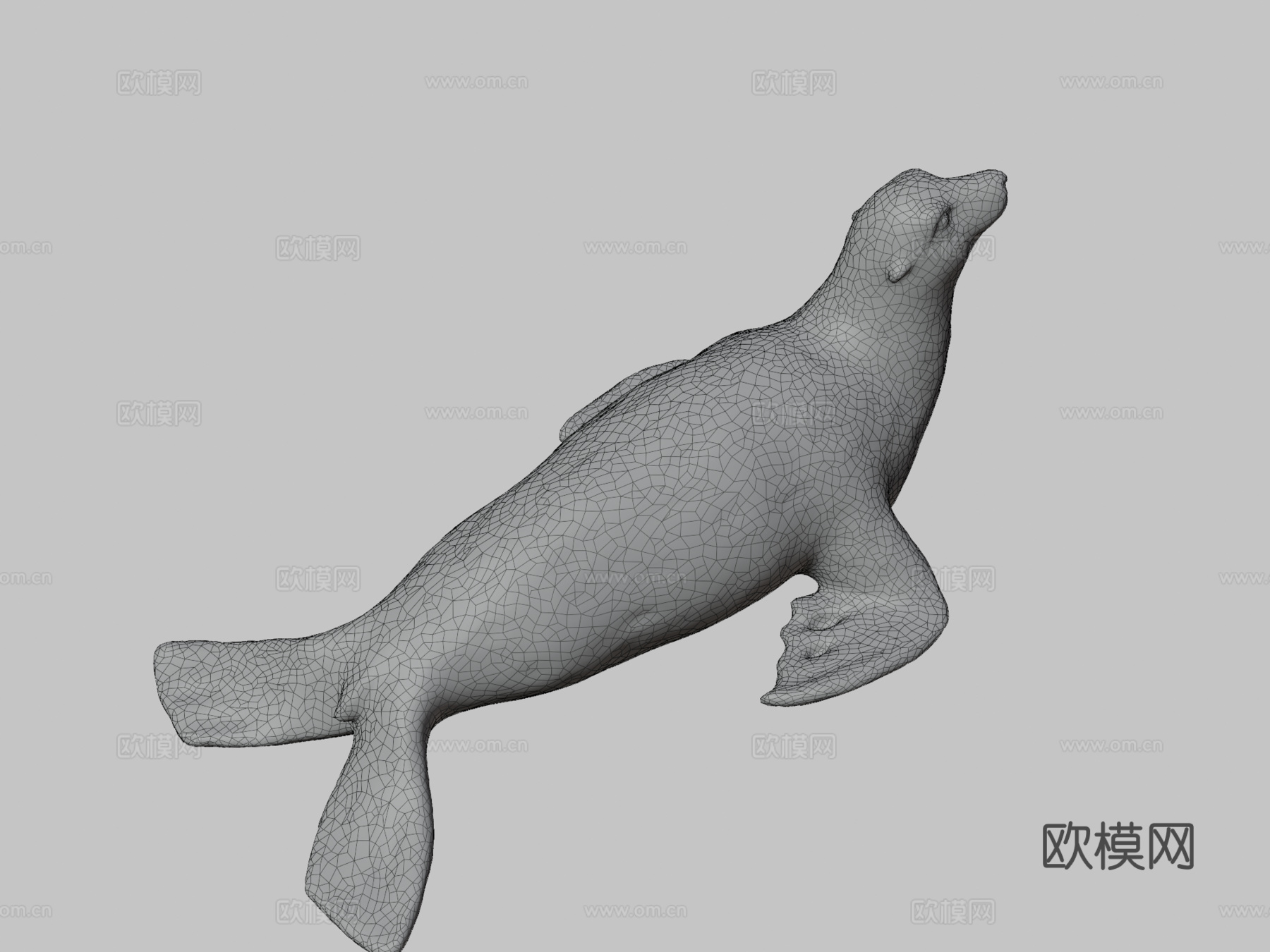 有耳海豹雕像3d模型