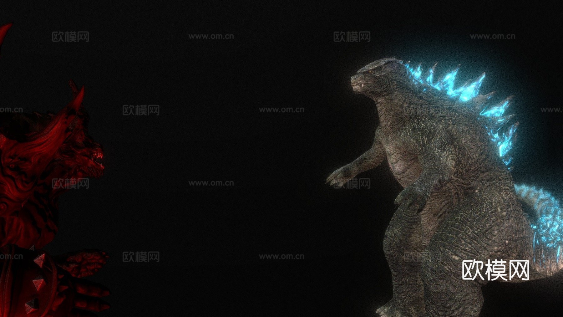 哥斯拉对战沃洛克怪物3d模型