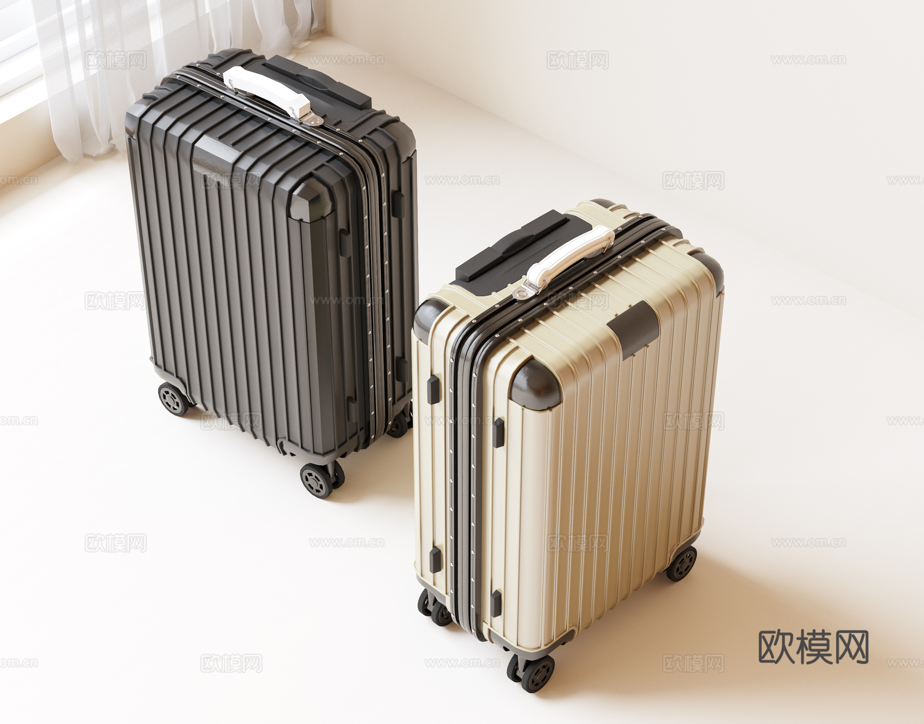 行李箱 旅行箱 拉杆箱 箱包 密码箱 箱子su模型