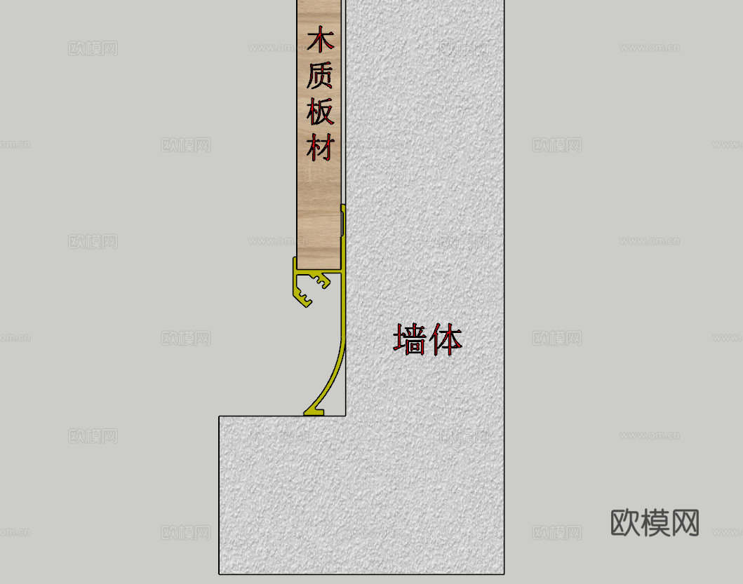 圆弧灯槽踢脚--现代su模型