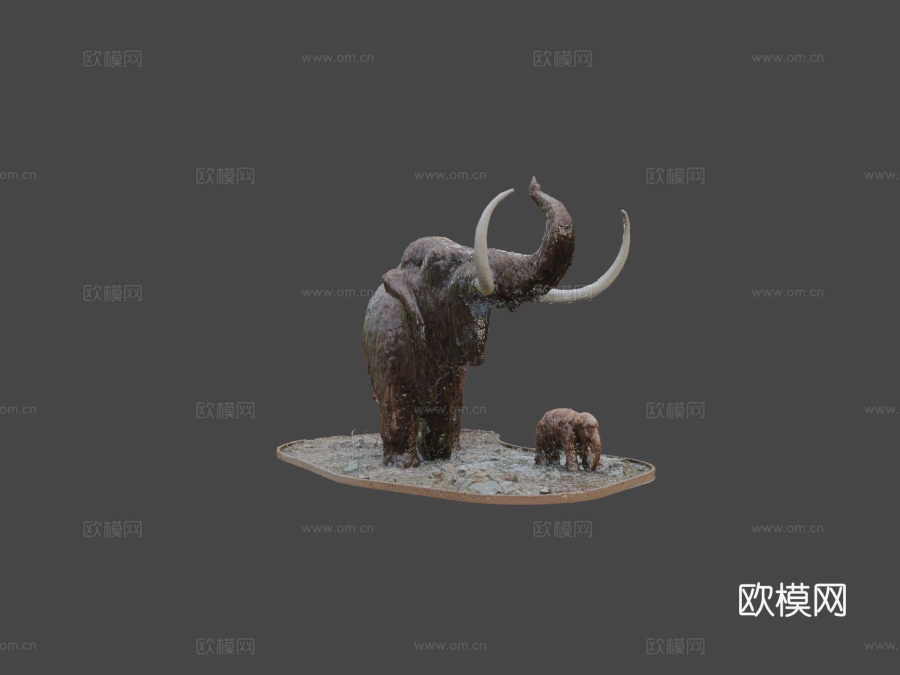 带幼崽的猛犸象3d模型