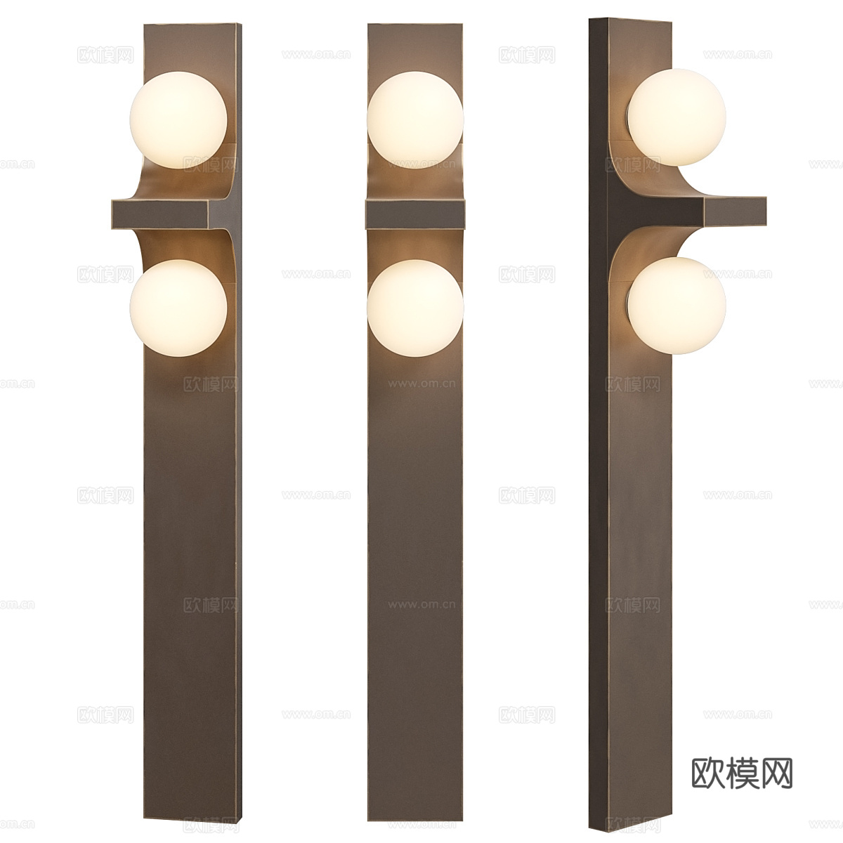 现代轻奢极简金属长条壁灯3d模型