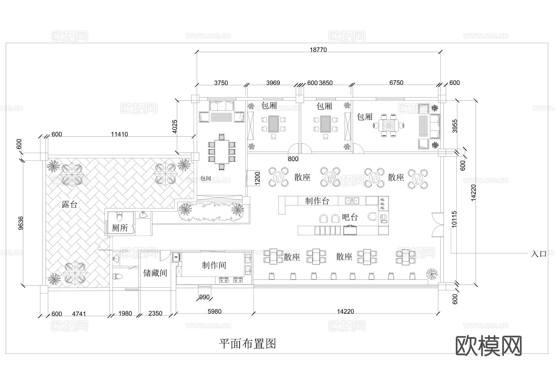 咖啡厅布局CADcad施工图